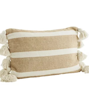 Gros coussin beige maille épaisse en coton 60cm x40cm