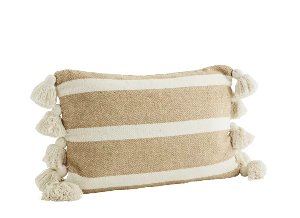 Gros coussin beige maille épaisse en coton 60cm x40cm